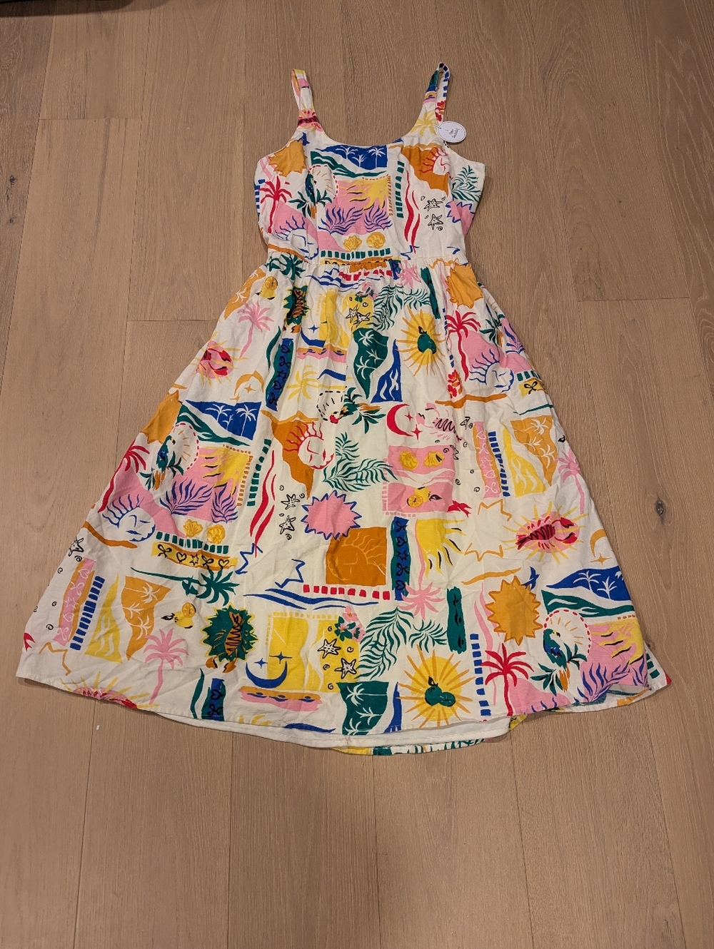 Sincerely Jules Multicolor Tropical Print Midi Dress - Cream Base